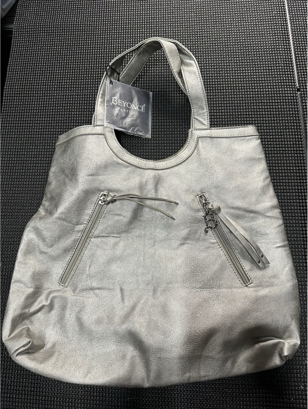 BEYONCE Fragrance Collection Large Metallic Fabric Tote Style Handbag - NWT